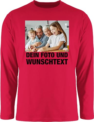 Langarmshirt Herren Langarm Shirt - Mit Foto I Eigenem Bild I Text I Name I Wunschtext - L - Rot - Familie selbst gestalten personalisiertem personalisiertes Photo Shirts herrenshirt Plus Druck von Geschenk mit Namen personalisiert by Shirtracer