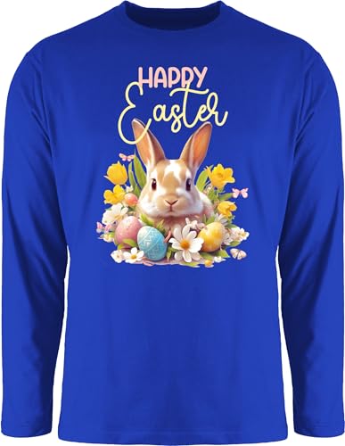 Langarmshirt Herren Langarm Shirt - Oster Outfit - Happy Easter Osterhase I Ostereier I Osternest Osterüberraschung - M - Royalblau - Ostern osterhasen Eastern ostergeschenke personalisierte von Geschenk mit Namen personalisiert by Shirtracer