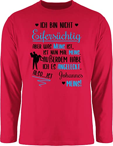 Langarmshirt Herren Langarm Shirt - Partner - Ich Bin Nicht eifersüchtig was meins ist mit Name | Valentinstag - XL - Rot - Couple liebesbeweis Text Tshirt Liebe Love Shirts für Paare Schatz von Geschenk mit Namen personalisiert by Shirtracer