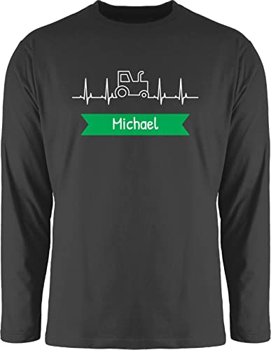 Langarmshirt Herren Langarm Shirt - Traktor Banner mit Namen personalisiert - M - Schwarz - Traktor+Herren Traktoren erwachsenenshirt trecker und Name von Geschenk mit Namen personalisiert by Shirtracer