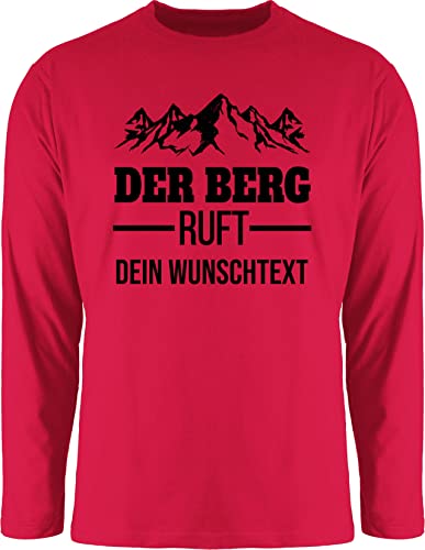 Langarmshirt Herren Langarm Shirt - Wandern - Der Berg Ruft - Geschenk Berge - L - Rot - lustiges wandershirt Wanderer Bergen Longsleeve Wander bergmotiv Wunschname Ruft, + wunschtext von Geschenk mit Namen personalisiert by Shirtracer