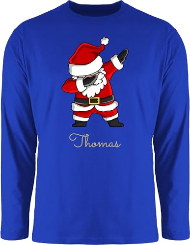 Langarmshirt Herren Langarm Shirt - Weihnachten - Dab Dabbing Weihnachtsmann mit Name I Weihnachtsmotiv - 3XL - Royalblau - lustige weihnachtsshirts Longsleeve weihnachtsoutfit weinachts Tshirt von Geschenk mit Namen personalisiert by Shirtracer