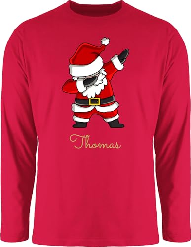 Langarmshirt Herren Langarm Shirt - Weihnachten - Dab Dabbing Weihnachtsmann mit Name I Weihnachtsmotiv - XXL - Rot - lustige weihnachtsshirts Longsleeve weihnachtsoutfit weinachts Tshirt von Geschenk mit Namen personalisiert by Shirtracer
