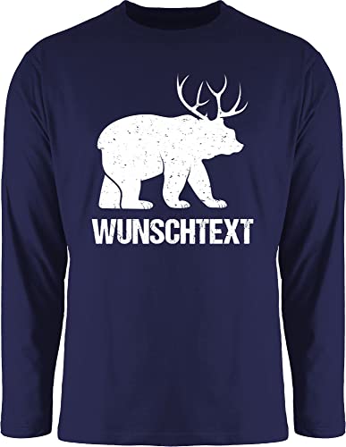 Langarmshirt Herren Langarm Shirt - Weihnachten Geschenke Christmas - Beer - Bär/Deer mit Geweih und Wunschtext - S - Navy Blau - Baumwoll Weihnachts weihnachtsshirt weihnacht bären Longsleeve Langarmshirt Herren Langarm Shirt - Weihnachten Geschenke Christmas - Beer - Bär/Deer mit Geweih und Wunschtext - S - Navy Blau - Baumwoll Weihnachts weihnachtsshirt weihnacht bären Longsleeve von Geschenk mit Namen personalisiert by Shirtracer