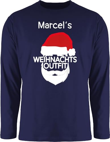 Langarmshirt Herren Langarm Shirt - Weihnachten Geschenke Christmas - Weihnachtsoutfit mit Name - 3XL - Navy Blau - Weihnachts Pyjama Oberteil weihnachtsshirt weihnacht Longsleeve männer von Geschenk mit Namen personalisiert by Shirtracer