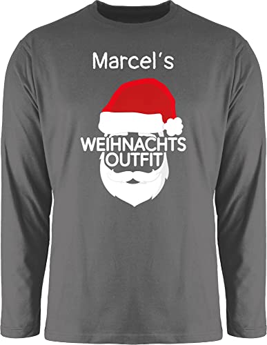 Langarmshirt Herren Langarm Shirt - Weihnachten Geschenke Christmas - Weihnachtsoutfit mit Name - M - Dunkelgrau - Weihnachts Pyjama Oberteil weihnachtsshirt weihnacht Longsleeve männer von Geschenk mit Namen personalisiert by Shirtracer