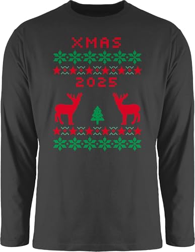 Langarmshirt Herren Langarm Shirt - Weihnachten Geschenke Christmas - Xmas 2025 Pixel Bild - 3XL - Schwarz - Weihnachts weihnacht 2022 Longsleeve weihnachtsshirt weihnachtliche Langarmshirts männer von Geschenk mit Namen personalisiert by Shirtracer
