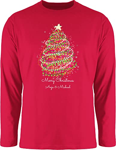 Langarmshirt Herren Langarm Shirt - Weihnachten Geschenke - Merry Christmas Weihnachtsbaum mit Name - XXL - Rot - Weihnachts weihnacht Tannenbaum Longsleeve weihnachtsshirt weihnachtliche t-Shirt von Geschenk mit Namen personalisiert by Shirtracer