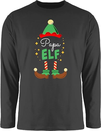 Langarmshirt Herren Langarm Shirt - Weihnachten - Papa Elf mit Wunschtext Text Papi - XXL - Schwarz - weihnachtsshirts Longsleeve weinachts Tshirt weihnachtsoutfit Weinachten weihnachtsbekleidung von Geschenk mit Namen personalisiert by Shirtracer