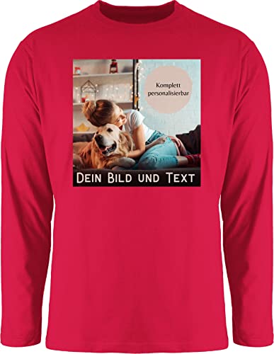 Langarmshirt Herren Langarm Shirt - eigenem - Foto Bild Geschenk I Dein Bild und Text - L - Rot - Longsleeve selber gestalten selbst drucken Photo Tshirt personalisiertem personalisiertes Fotos von Geschenk mit Namen personalisiert by Shirtracer