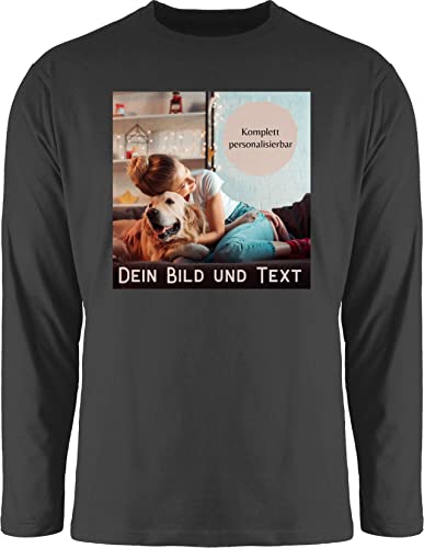 Langarmshirt Herren Langarm Shirt - eigenem - Foto Bild Geschenk I Dein Bild und Text - L - Schwarz - personalisiertem selbst drucken Photo Tshirt Plus Druck selber gestalten Fotos Langarmshirt, von Geschenk mit Namen personalisiert by Shirtracer