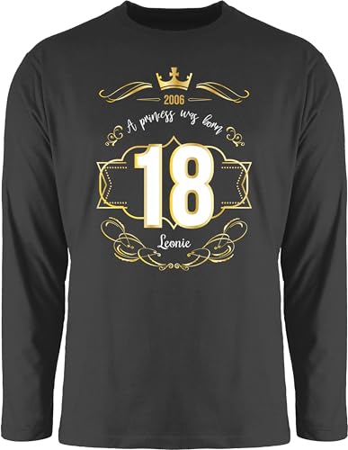 Langarmshirt Herren Langarm Shirt - 18. Geburtstag - Geburtsjahr 2006 - A Princess was Born - mit Name - XXL - Schwarz - 18 .Geburtstag zum Geschenke 18.Geburtstag und personalisierte von Geschenk mit Namen personalisiert by Shirtracer