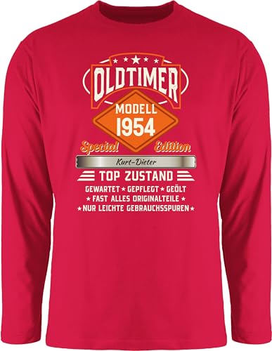 Langarmshirt Herren Langarm Shirt - 70. Geburtstag - Oldtimer Special Vintage 1954 - Name - Retro Look zum Siebzigsten - M - Rot - 70 Jahre Geschenke personalisiertes Geschenke+70+Geburtstag 70ster von Geschenk mit Namen personalisiert by Shirtracer