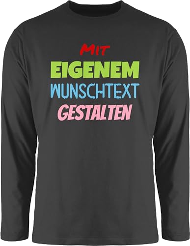 Langarmshirt Herren Langarm Shirt - Aufdruck selbst gestalten - Wunschtext - L - Schwarz - personalisiertem Text eigener Name individualisieren textwahl individuelle persönliches Bedrucken Lassen, von Geschenk mit Namen personalisiert by Shirtracer