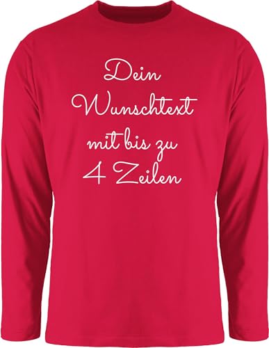 Langarmshirt Herren Langarm Shirt - Aufdruck selbst gestalten - Wunschtext - M - Rot - Bedrucken selber Text nach Wunsch eigene Schrift eigenen Schriftzug Personalised zum beschriften Name schreiben von Geschenk mit Namen personalisiert by Shirtracer