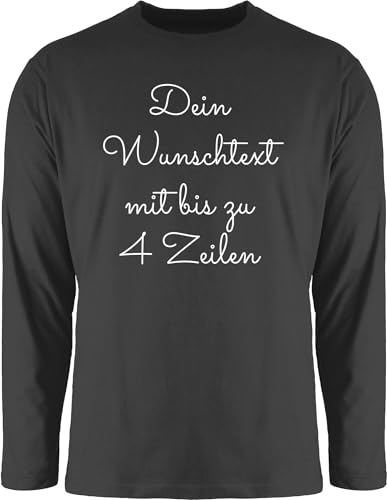 Langarmshirt Herren Langarm Shirt - Aufdruck selbst gestalten - Wunschtext - XL - Schwarz - with Text anpassen Schrift Druck Name: Wunsch selber Bedrucken zum personalisiertem schreiben von Geschenk mit Namen personalisiert by Shirtracer