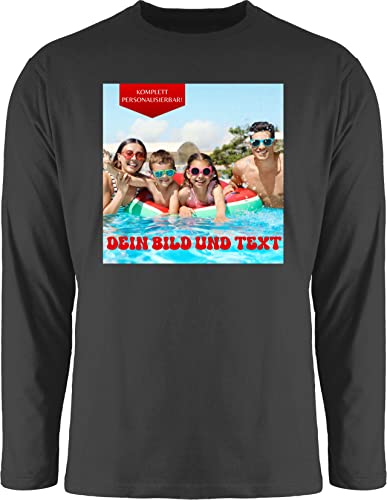 Langarmshirt Herren Langarm Shirt - Geschenk mit eigenem Foto und Text personalisiert I Eigenes Bild I Custom Photo Text - 3XL - Schwarz - Long Sleev Logo Bedrucken personalisiertem selbst drucken von Geschenk mit Namen personalisiert by Shirtracer