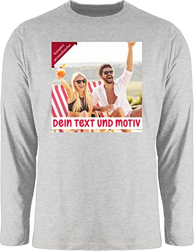 Langarmshirt Herren Langarm Shirt - Bild - Eigenem Foto Geschenk - XL - Grau meliert - selber Bedrucken kann own Photo and Text bildern Fotoprint Name selbst gestalten eigenes und Bilder auf eigen von Geschenk mit Namen personalisiert by Shirtracer