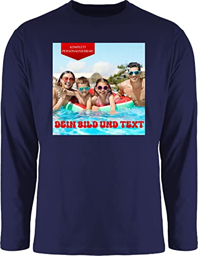 Langarmshirt Herren Langarm Shirt - Bild - Eigenem Foto - L - Navy Blau - Bilder selbst aussuchen selber Text Drauf Druck individuell eigenes Logo Foto-Geschenke personalisiertem personalisierbar von Geschenk mit Namen personalisiert by Shirtracer