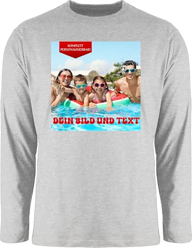 Langarmshirt Herren Langarm Shirt - Geschenk mit eigenem Foto und Text personalisiert I Eigenes Bild I Custom Photo Text - XXL - Grau meliert - Long Sleev Logo Bedrucken personalisiertem Langarmshirt Herren Langarm Shirt - Geschenk mit eigenem Foto und Text personalisiert I Eigenes Bild I Custom Photo Text - XXL - Grau meliert - Long Sleev Logo Bedrucken personalisiertem von Geschenk mit Namen personalisiert by Shirtracer