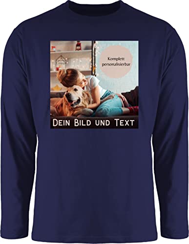 Langarmshirt Herren Langarm Shirt - eigenem - Foto Bild Geschenk - M - Navy Blau - selbst gestaltet personalisierten Druck eigenen Fotos zum Bedrucken selber designen individuellem Aufdruck von Geschenk mit Namen personalisiert by Shirtracer