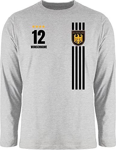 Langarmshirt Herren Langarm Shirt - 2024 Fussball EM Fanartikel - Deutschland Germany Trikot Style - XXL - Grau meliert - wm 24 Deutschland. fußball Deutschland-Fanartikel Europa Bundesadler Team von Geschenk mit Namen personalisiert by Shirtracer