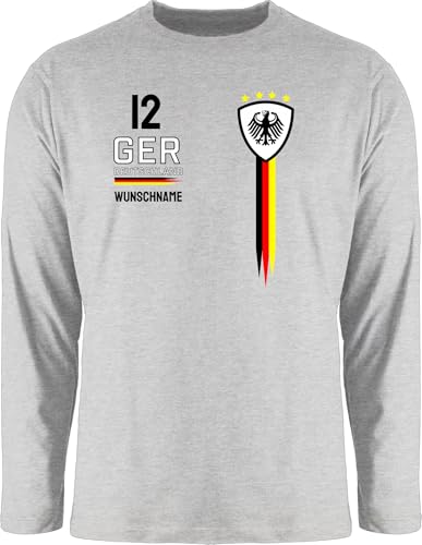 Langarmshirt Herren Langarm Shirt - 2026 Fussball Fanartikel - Deutschland WM Trikot Farben - XL - Grau meliert - em 2024 Bekleidung fußball German Tshirt fußball. Germany Fussball-wm deutsch von Geschenk mit Namen personalisiert by Shirtracer