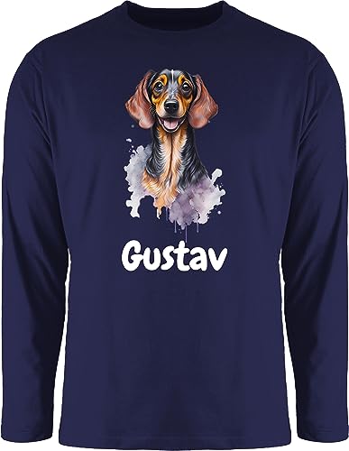 Langarmshirt Herren Langarm Shirt - Hunde - Dackel - Hundebesitzern Geschenk - XXL - Navy Blau - Hund hundemotiv Name und Hundebesitzer Hunden personalisierte personalisiertes Hunde. hundespruch von Geschenk mit Namen personalisiert by Shirtracer