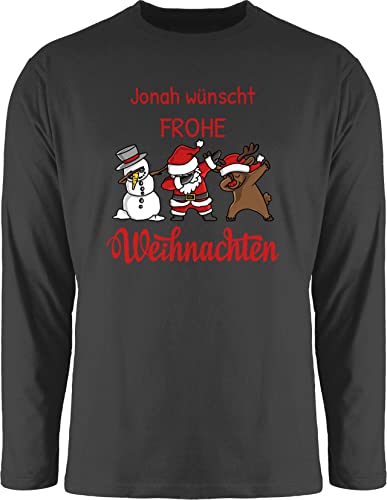 Langarmshirt Herren Langarm Shirt - Geschenke Christmas - Dabbing Santa Figuren Frohe Weihnachten - Wunschtext - L - Schwarz - weihnachtsmotiv Weihnachts weihnacht weihnachtsmotiven weihnachtlich von Geschenk mit Namen personalisiert by Shirtracer