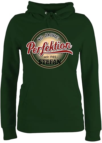 Pullover Damen Hoodie Frauen - 40 Jahre Perfektion seit 1985 mit Name I 40. Geburtstag I Vierzigster - XL - Dunkelgrün - Frau 40.Geburtstag 1983 polover vierzigsten personalisierter Kapuzenpullover von Geschenk mit Namen personalisiert by Shirtracer