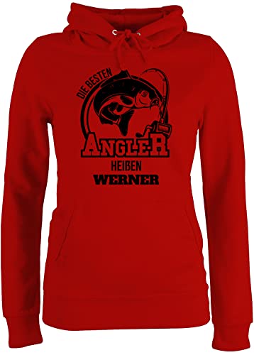 Pullover Damen Hoodie Frauen - Angeln - Angler Geschenk - M - Rot - Angel Fisch Name Pulli angelzubehör Hoody fischen Geschenke personalisierte Geschenk+für+Angler Sachen von Geschenk mit Namen personalisiert by Shirtracer