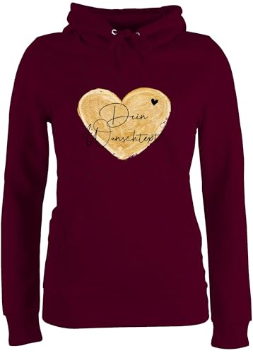 Pullover Damen Hoodie Frauen - Aufdruck selbst gestalten - Dein Wunschtext I Geschenk personalisiert Weihnachten I Vatertag I Muttertag I Geburtstag - L - Burgundrot - Pulli Paare Schriftzug von Geschenk mit Namen personalisiert by Shirtracer