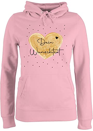 Pullover Damen Hoodie Frauen - Aufdruck selbst gestalten - Dein Wunschtext - S - Hellrosa - Bedrucken Schrift persönlichem Text selber erstellen Geschenke für junges Paar eigener Name von Geschenk mit Namen personalisiert by Shirtracer