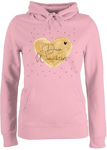 Pullover Damen Hoodie Frauen - Aufdruck selbst gestalten - Dein Wunschtext I Geschenk personalisiert Weihnachten I Vatertag I Muttertag I Geburtstag - S - Hellrosa - Pulli Paare Schriftzug von Geschenk mit Namen personalisiert by Shirtracer