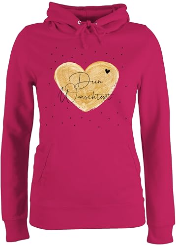 Pullover Damen Hoodie Frauen - Aufdruck selbst gestalten - Dein Wunschtext I Geschenk personalisiert Weihnachten I Vatertag I Muttertag I Geburtstag - XXL - Fuchsia - Pulli Paare Schriftzug von Geschenk mit Namen personalisiert by Shirtracer