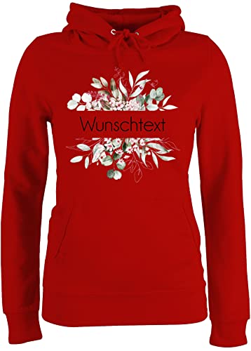 Pullover Damen Hoodie Frauen - Aufdruck selbst gestalten - Wunschtext I Geschenk personalisiert I Geschenk Weihnachten - M - Rot - Schriftzug personalisierte Blume Hoodies selber Machen 4 zeilen von Geschenk mit Namen personalisiert by Shirtracer