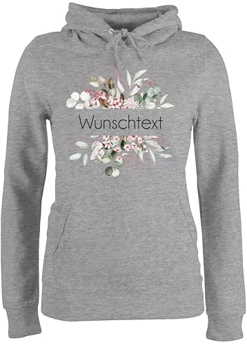 Pullover Damen Hoodie Frauen - Aufdruck selbst gestalten - Wunschtext I Geschenk personalisiert I Geschenk Weihnachten - S - Grau meliert - Geschenke für junges Paar Wunsch Text zum Bedrucken von Geschenk mit Namen personalisiert by Shirtracer