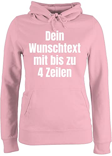 Pullover Damen Hoodie Frauen - Aufdruck selbst gestalten - Wunschtext I Eigener Text I Custom Text - S - Hellrosa - Mama Schriftzug personalisierte Datum Pulli Sport selber Machen 4 zeilen designen von Geschenk mit Namen personalisiert by Shirtracer