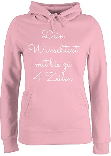 Pullover Damen Hoodie Frauen - Aufdruck selbst gestalten - Wunschtext I Geschenk personalisiert - S - Hellrosa - eigenem Schriftzug personalisierte Bedrucken Pulli selber Machen 4 zeilen beschriften von Geschenk mit Namen personalisiert by Shirtracer