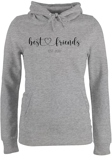 Pullover Damen Hoodie Frauen - Best Friends est Jahreszahl I Beste Freunde Geschenk BFF I Freundschaft Geschenk Best Friend Geschenke Beste Freundin - M - Grau meliert - personalisierte Partner von Geschenk mit Namen personalisiert by Shirtracer