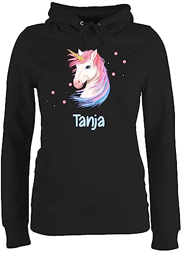 Pullover Damen Hoodie Frauen - Einhorn Unicorn - L - Schwarz - Name Hoody personalisierte von Geschenk mit Namen personalisiert by Shirtracer