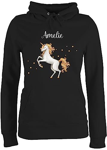 Pullover Damen Hoodie Frauen - Einhörner - Einhorn Unicorn - XXL - Schwarz - einhörnern Hoody,Einhorn personalisierte Name und von Geschenk mit Namen personalisiert by Shirtracer