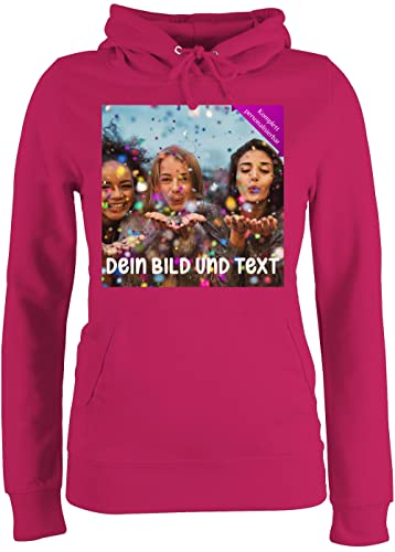 Pullover Damen Hoodie Frauen - Foto eigenem - Fotogeschenk I Geschenk Bild personalisiert I Geschenk mit Bild I Custom Photo - S - Fuchsia - Pulli selber gestalten selbst drucken Druck Hoody von Geschenk mit Namen personalisiert by Shirtracer