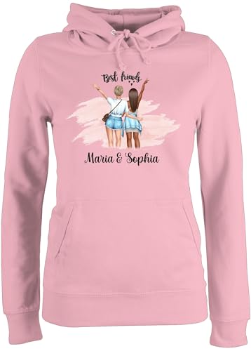 Pullover Damen Hoodie Frauen - Freundin - Best Friends Hände Peace mit Name Freundinnen - M - Hellrosa - Besties personalisierte Geschenke Beste Partner Blonde und brünette Pulli von Geschenk mit Namen personalisiert by Shirtracer