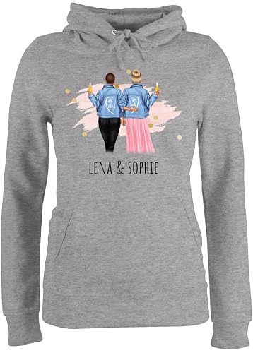 Pullover Damen Hoodie Frauen - Freundin - Beste Freundinnen Geschenk Freundinnen Geschenkidee Für 2 Freundinnen Freundschaft - S - Grau meliert - Geschenke personalisierte konfiguration von Geschenk mit Namen personalisiert by Shirtracer