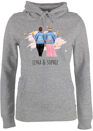 Pullover Damen Hoodie Frauen - Freundin - Beste Freundinnen Geschenk Freundinnen Geschenkidee Für 2 Freundinnen Freundschaft - XXL - Grau meliert - Geschenke personalisierte Partner BFF Pulli von Geschenk mit Namen personalisiert by Shirtracer