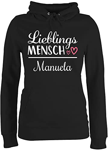 Pullover Damen Hoodie Frauen - Freundin - Geschenk Lieblingsmensch mit Namen - M - Schwarz - Name und Herz personalisierte Geschenke Beste Partner Pulli personalisierbarer pullis von Geschenk mit Namen personalisiert by Shirtracer