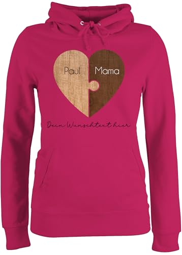Pullover Damen Hoodie Frauen Puzzlestücke mit Namen Mama von Kind I Weihnachten Geschenk von Tochter für Mutter I Muttertagsgeschenk - L - Fuchsia - muttertagsgeschenke mom von Geschenk mit Namen personalisiert by Shirtracer