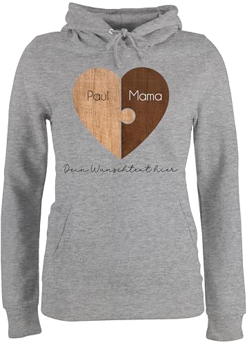Pullover Damen Hoodie Frauen Puzzlestücke mit Namen Mama von Kind I Weihnachten Geschenk von Tochter für Mutter I Muttertagsgeschenk - M - Grau meliert - muttertagsgeschenke von Geschenk mit Namen personalisiert by Shirtracer