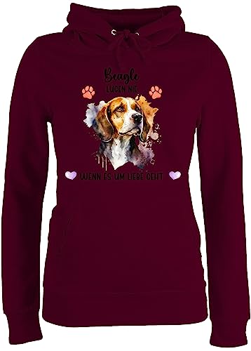 Pullover Damen Hoodie Frauen - Hunde - Beagle - Geschenk Hundebesitzern - XS - Burgundrot - Damen+Pullover+mit+hundemotiv hundemotiven Hunde. hundemotiv personalisierte Geschenke Hundebesitzer Hund von Geschenk mit Namen personalisiert by Shirtracer